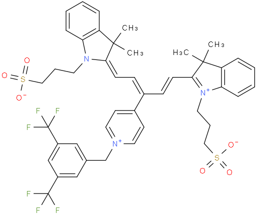 3-(2-((1E,3Z)-3-(1-(3,5-bis(trifluoromethyl)benzyl)pyridin-1-ium-4-yl)-5-((E)-3,3-dimethyl-1-(3-sulfonatopropyl)indolin-2-ylidene)penta-1,3-dien-1-yl)-3,3-dimethyl-3H-indol-1-ium-1-yl)propane-1-sulfonate