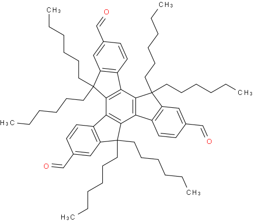 5,5,10,10,15,15-hexahexyl-10,15-dihydro-5H-diindeno[1,2-a:1',2'-c]fluorene-2,7,12-tricarbaldehyde