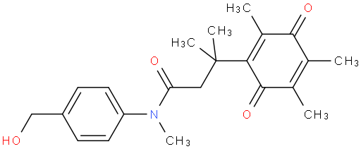 N-(4-(hydroxymethyl)phenyl)-N,3-dimethyl-3-(2,4,5-trimethyl-3,6-dioxocyclohexa-1,4-dien-1-yl)butanamide