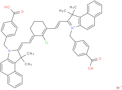 3-(4-Carboxybenzyl)-2-(2-(3-(2-(3-(4-carboxybenzyl)-1,1-dimethyl-1,3-dihydro-2H-benzo[e]indol-2-ylidene)ethylidene)-2-chlorocyclohex-1-en-1-yl)vinyl)-1,1-dimethyl-1H-benzo[e]indol-3-ium bromide